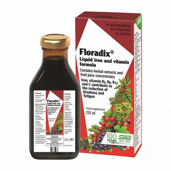 Power Health Floradix Liquid Iron & Vitamin Formula 250ml - Συμπλήρωμα Διατροφής Υγρού Σιδήρου & Βιταμινών