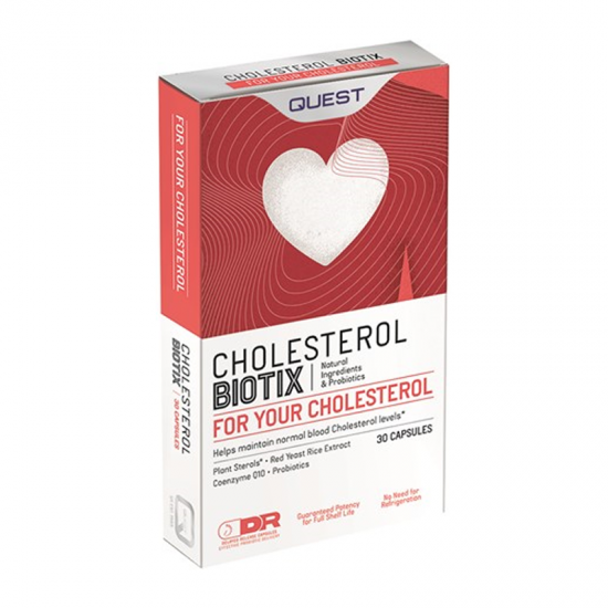 Quest Cholesterol Biotix 30 Κάψουλες - Συμπλήρωμα Διατροφής Προβιοτικών με Στερόλες και Μαγιά Κόκκινου Ρυζιού για Μείωση και Διατήρηση των Επιπέδων της Χοληστερίνης 