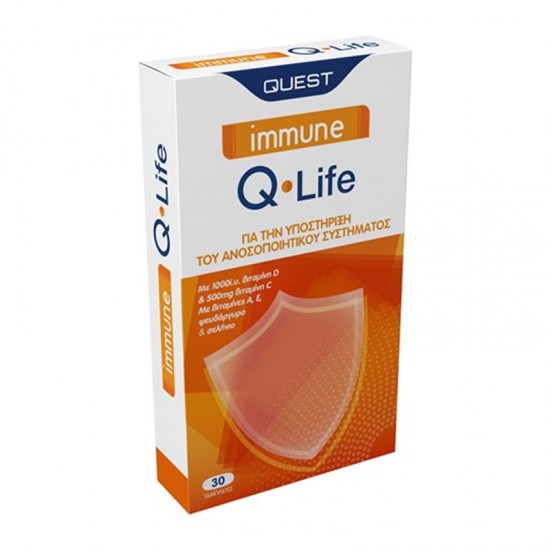 Quest Immune Q-Life Συμπλήρωμα για Υποστήριξη Ανοσοποιητικού με Βιταμίνες C, D, A, E, Ψευδάργυρο & Σελήνιο 30 Ταμπλέτες