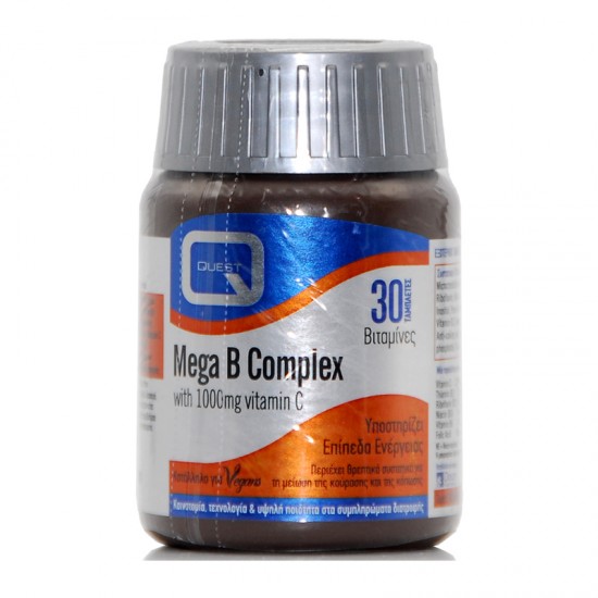 Quest Mega B Complex with Vitamin C 1000mg 30 Ταμπλέτες - Συμπλήρωμα Διατροφής με Βιταμίνες Β και C για Ενίσχυση Οργανισμού σε Περιόδους Έντονου Άγχους και Υψηλών Απαιτήσεων