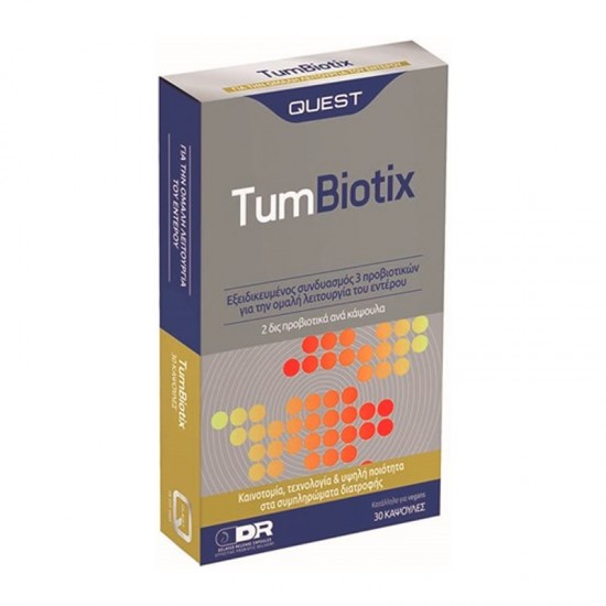 Quest TumBiotix 30 Κάψουλες - Συμπλήρωμα Διατροφής για την Καλή Λειτουργία του Εντέρου σε Περιόδους Άγχους, Κακής Ψυχολογίας & Κακής Διατροφής