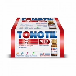 Tonotil Plus Συμπλήρωμα με 4 Αμινοξέα, Βιταμίνη Β12 & Καρνιτίνη για Μεγάλη Ενέργεια & Δύναμη 15 Πόσιμες Αμπούλες