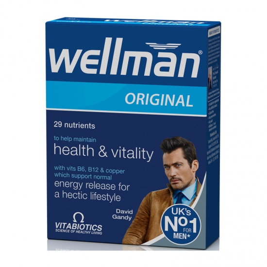 Vitabiotics Wellman Original 30 Ταμπλέτες - Συμπλήρωμα Διατροφής Πολυβιταμίνης ειδικά σχεδιασμένο για Άντρες