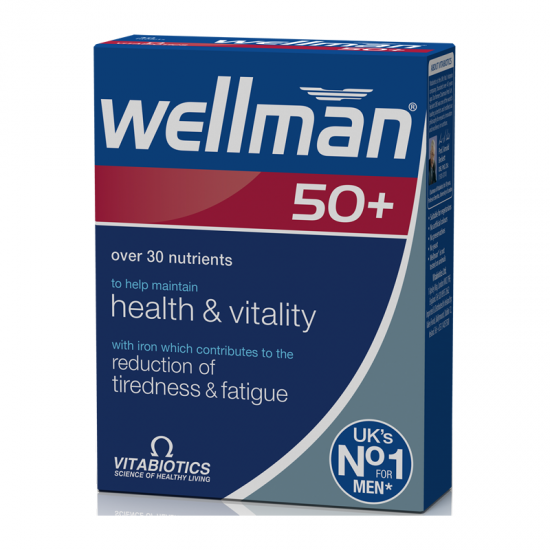 Vitabiotics Wellman 50+ 30 Ταμπλέτες - Συμπλήρωμα Διατροφής Πολυβιταμίνης ειδικά σχεδιασμένο για Άντρες Ηλικίας 50+