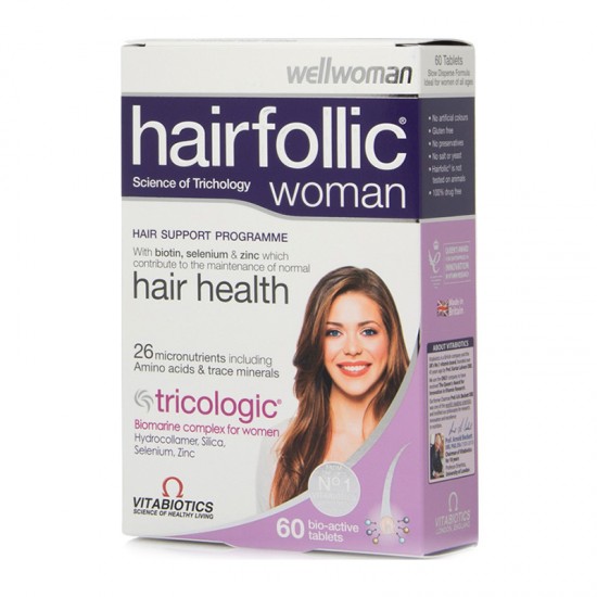 Vitabiotics Wellwoman Hairfollic Tricologic 60 Δισκία - Συμπλήρωμα Διατροφής Βιταμινών για την Υγεία του Τριχωτού της Κεφαλής ειδικά σχεδιασμένο για Γυναίκες