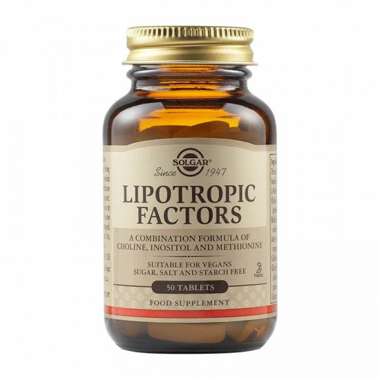 Solgar Lipotropic Factors 50 Ταμπλέτες - Συμπλήρωμα Διατροφής για Διάσπαση Λίπους με Χολίνη, Ινοσιτόλη και L-Μεθιονίνη