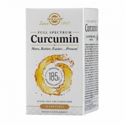 Solgar Full Spectrum Curcumin Συμπλήρωμα Διατροφής που παρέχει την κουρκουμίνη σε μια καινοτόμα, πιο δραστική και άμεσα αξιοποιήσιμη από τον οργανισμό μορφή, 30 μαλακές κάψουλες