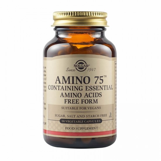 Solgar Amino 75 Essential Amino Acids Σύμπλεγμα Αμινοξέων 90 φυτικές κάψουλες