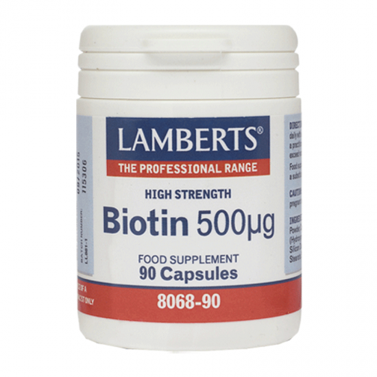 Lamberts Biotin 500mcg 90 Κάψουλες - Συ,πλήρωμα Διατροφής με Βιοτίνη & Βιταμίνες για Μαλλιά, Νύχια & Δέρμα