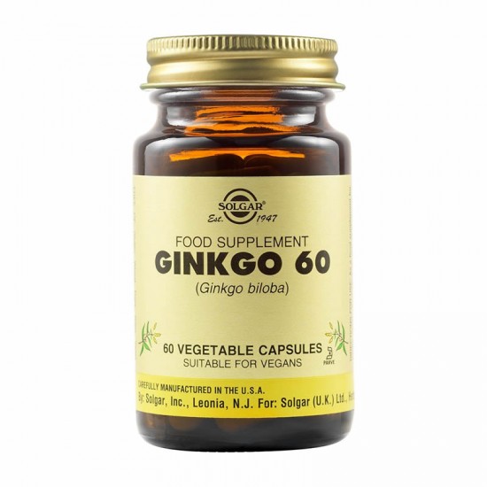 Solgar Ginkgo Biloba 60mg Συμπλήρωμα Διατροφής για Τόνωση & Ενίσχυση Μνήμης - Ιδανικό για Περιπτώσεις Γεροντικής Άνοιας, 60veg.caps