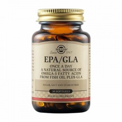 Solgar One-A-Day EPA/GLA  Συμπλήρωμα διατροφής που παρέχει GLA, ωμέγα-3 (EPA και DHΑ) από ιχθυέλαια και βιταμίνη Ε από σόγια, χρήσιμο για την καρδιαγγειακή υγεία, για υγιές δέρμα,30Softgels.