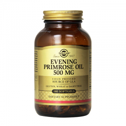 Solgar Evening Primrose Oil 500mg, Συμπλήρωμα διατροφής Έλαιο Νυχτολούλουδου χρήσιμο στην εμμηνόπαυση και τα προεμμηνορροϊκά συμπτώματα αλλά και την υγεία του καρδιαγγειακού και του νευρικού συστήματος, 180caps.