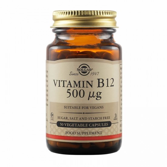 Solgar Vitamin B12 500µg, 50 φυτικές κάψουλες