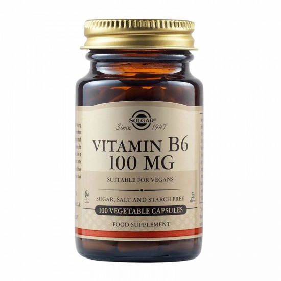 Solgar Vitamin B6 100mg Βιταμίνη για την Υγεία του Νευρικού Συστήματος 100 Κάψουλες