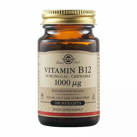 Solgar Vitamin B12 1000µg 100 Μασώμενα Δισκία - Συμπλήρωμα Διατροφής με Βιταμίνη Β12 για Τόνωση και Ενίσχυση Νευρολογικών Λειτουργειών