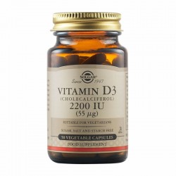 Solgar Vitamin D3 (Cholecalciferol) 2200IU (55µg) 50 Φυτικές Κάψουλες