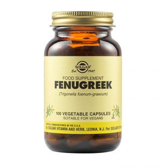 Solgar Fenugreek 520mg Συμπλήρωμα διατροφής από εκχύλισμα και σπόρους Τριγωνέλλας, χρήσιμο για τη μείωση της χοληστερίνης και τον έλεγχο των επιπέδων σακχάρου στο αίμα, Δρα θετικά σε περίοδο γαλουχίας της γυναίκας,100 φυτ. κάψουλες.