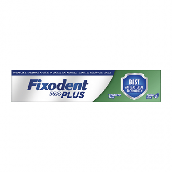Fixodent Pro Plus Dual Protection Antibacterial Technology 40g - Στερεωτική Κρέμα με Αντιβακτηριακή Τεχνολογία και κατά της Δυσάρεστης Αναπνοής για Ολικές και Μερικές Τεχνητές Οδοντοστοιχίες
