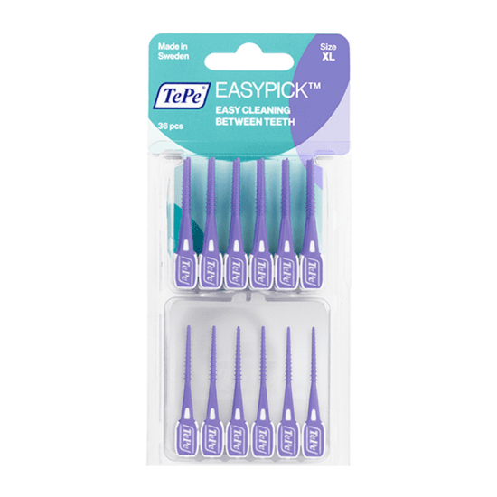 Tepe EasyPick Clean Between Extra Large 36 τεμάχια - Ενισχυμένη Ελαστική Οδοντογλυφίδα Μωβ για Μεγάλα Μεσοδόντια Διαστήματα
