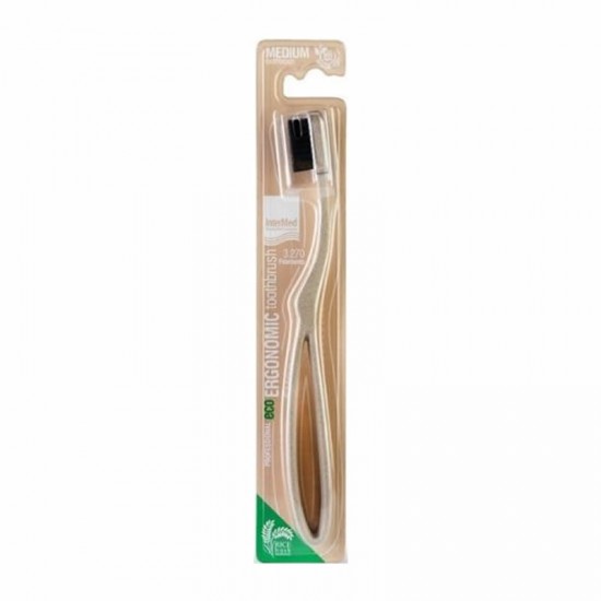 Intermed Professional Eco Ergonomic Toothbrush Medium with Rice Husk Handle 1 Τεμάχιο - Μέτρια Οδοντόβουρτσα με Εργονομική Οικολογική Λαβή από Φλοιό Ρυζιού