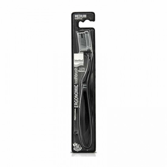 Intermed Professional Ergonomic Toothbrush Medium Black 1 Τεμάχιο - Μέτρια Οδοντόβουρτσα με Εργονομική Λαβή σε Μαύρο Χρώμα