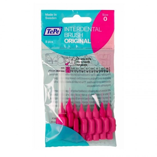 TePe Interdental Brush Original Size 0 Fuchsia 0,4mm 8 Τεμάχια - Μεσοδόντια Βουρτσάκια Φούξια