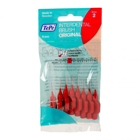 TePe Interdental Brush Original Size 2 Red 0,5mm 8 Τεμάχια - Μεσοδόντια Βουρτσάκια Κόκκινα