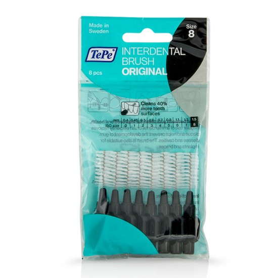 TePe Interdental Brush Original Size 8 Black 1,5mm 8 Τεμάχια - Μεσοδόντια Βουρτσάκια Μαύρα