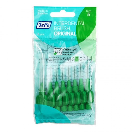 TePe Interdental Brush Original Size 5 Green 0,8mm 8 Τεμάχια - Μεσοδόντια Βουρτσάκια Πράσινα